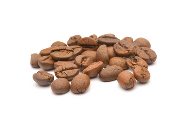 Coffee beans on white background