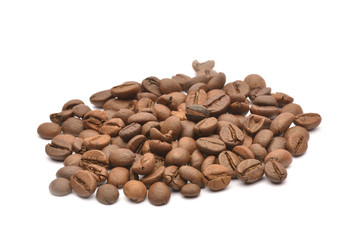 Coffee beans on white background