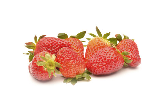 Frech strawberries on white background