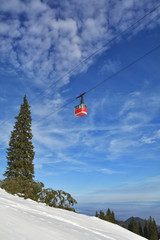 Fototapeta premium Cable Car in Winter, Brasov, Romania