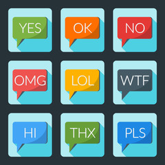 Colorful speech bubble with internet acronyms