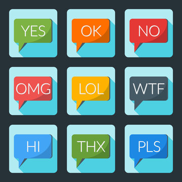 Colorful speech bubble with internet acronyms