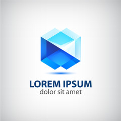 vector abstract polygon futuristic blue icon, logo