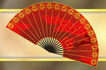 illustration: a fan with sakura flowers
