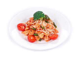 Italian pasta with tomato sauce and parmesan.