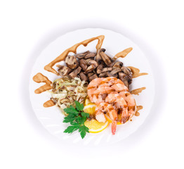 Shrimp salad with mushrooms.