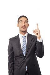 Dreamer businessman pointing
