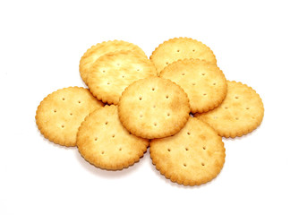 Cracker cookies isolated on white background