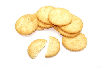 Cracker cookies isolated on white background