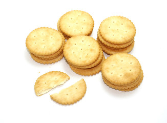 Cracker cookies isolated on white background