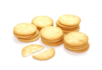 Fototapeta na wymiar Cracker cookies isolated on white background