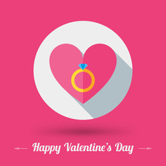 St. Valentine's Day card design. Heart icon with ring