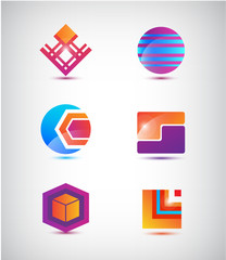 vector set of abstract colorful icons, logos