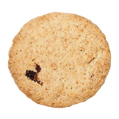 Oatmeal cookies with raisins, isolated on white background
