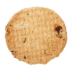 Oatmeal cookies with raisins, isolated on white background