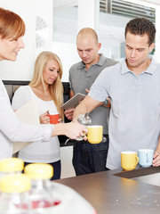 Employees have a break at work