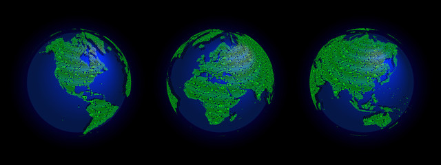 Electronic world 3 globes