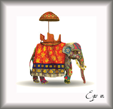 Indian elephant illustration. Hand drawn vector.