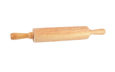 Wooden rolling pin, isolated on white background