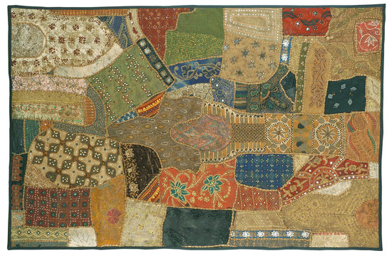 colorful patchwork, textile , Jaipur, Rajasthan, India