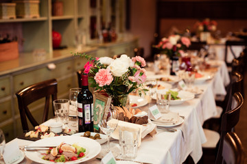 table set for wedding or another catered event dinner 