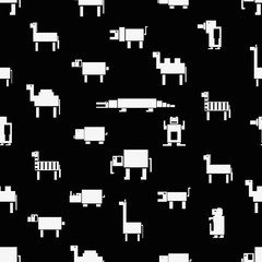 Obraz premium square digital simple retro animals pattern eps10