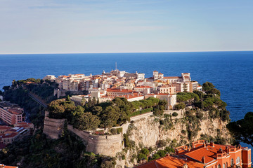 Fototapeta na wymiar Prince's Palace in Monaco, view from the exotic gardens