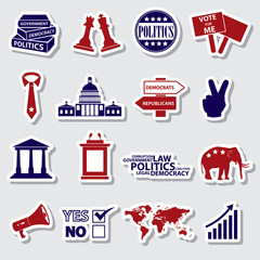 politics red and blue simple stickers set eps10 - 75692164