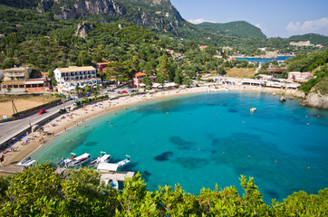 Paleokastritsa bay on Corfu, Greece