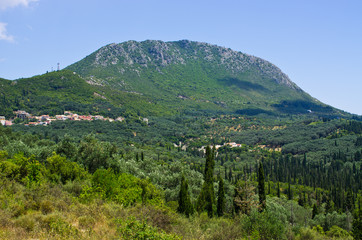Fototapeta na wymiar Pantokrator mountain on Corfu island, Greece