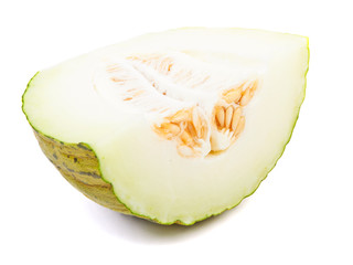 Ripe melon Pela de Sapo isolated on white background.