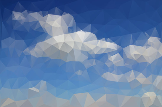 Abstract drawing azure blue sky with white clouds created from t