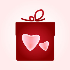 Valentine's day concept illustration with gift box with hearts.