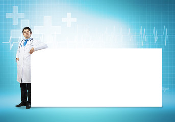 Doctor with banner