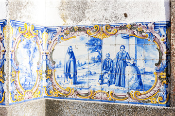 tiles (azulejos) at railway station of Duas Igrejas, Portugal