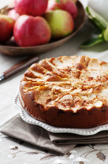 Homemade sweet apple pie, selective focus