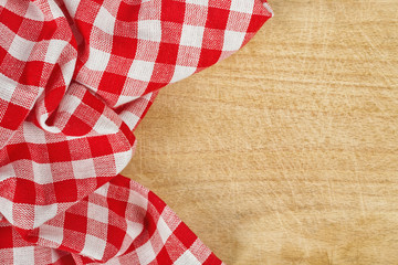 Tablecloth textile on wooden background