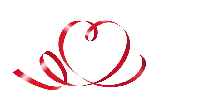 Аnimation of red curling ribbon in shape of heart