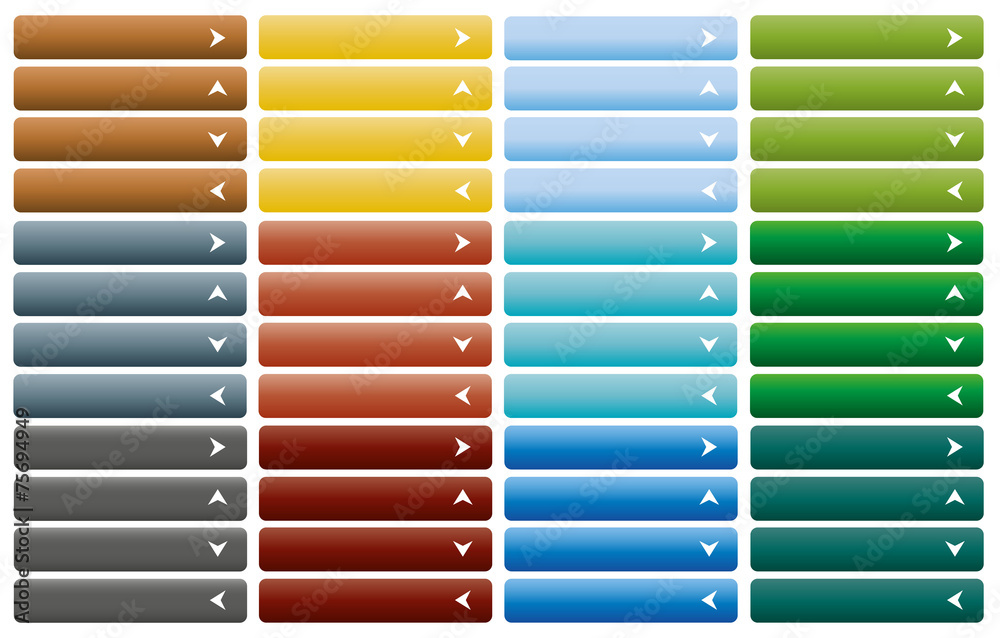 Wall mural set of web buttons with arrow in color combination