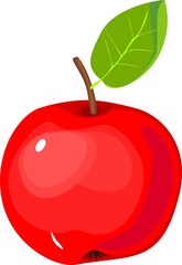 Red apple with green leaf