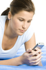 portrait of woman with mobile phone