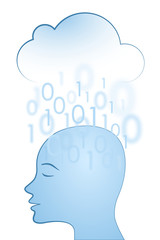 blue head with data cloud above