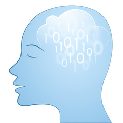 blue head with data cloud inside