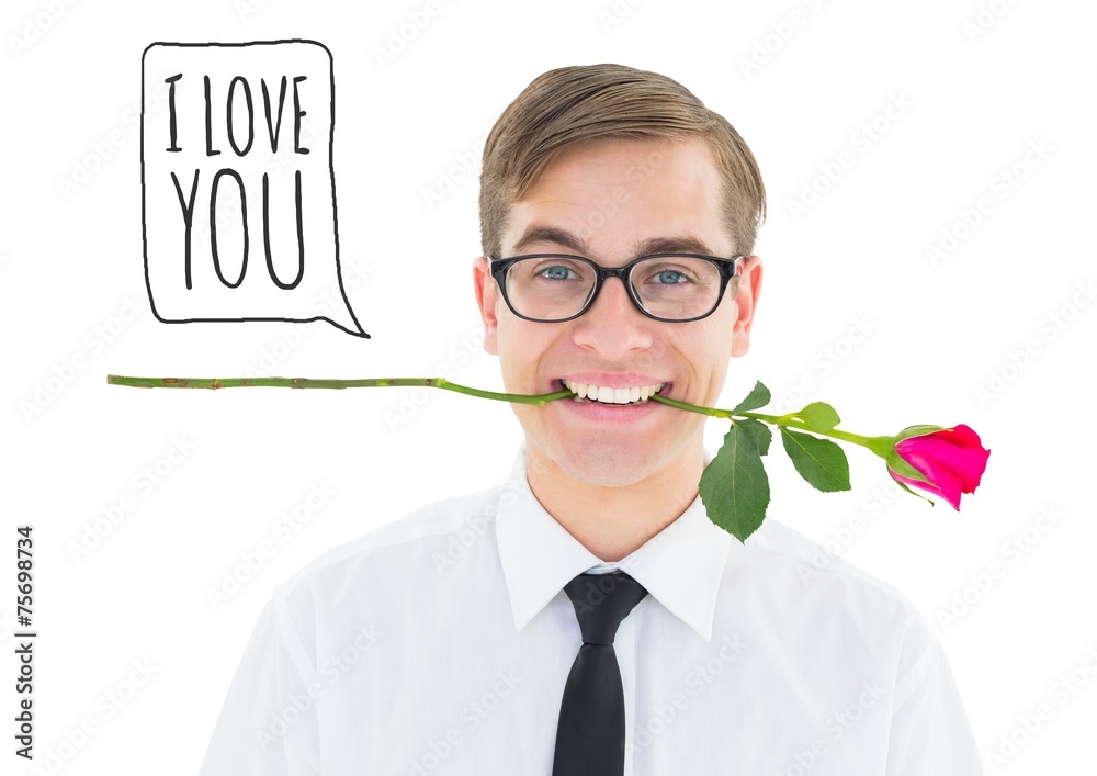 Poster composite image of romantic geeky hipster