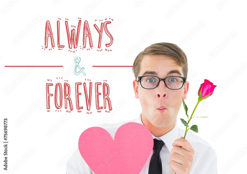 Poster composite image of romantic geeky hipster