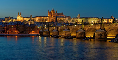 Panorama of the evening Prague