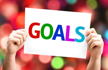Goals card with colorful background with defocused lights