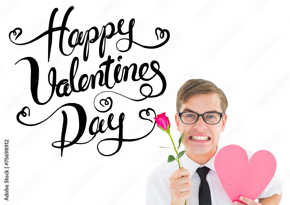 Poster composite image of romantic geeky hipster