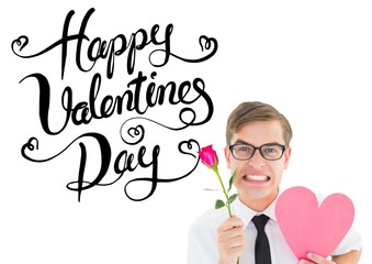 Composite image of romantic geeky hipster