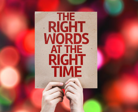 The Right Words At The Right Time card with colorful background